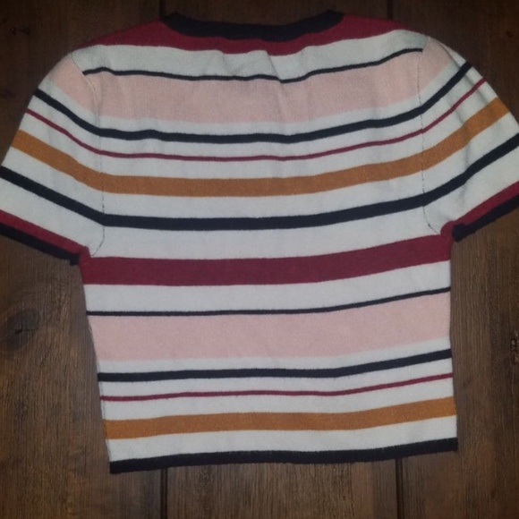 Large Multi Color Stripe Crop Top - Picture 3 of 4